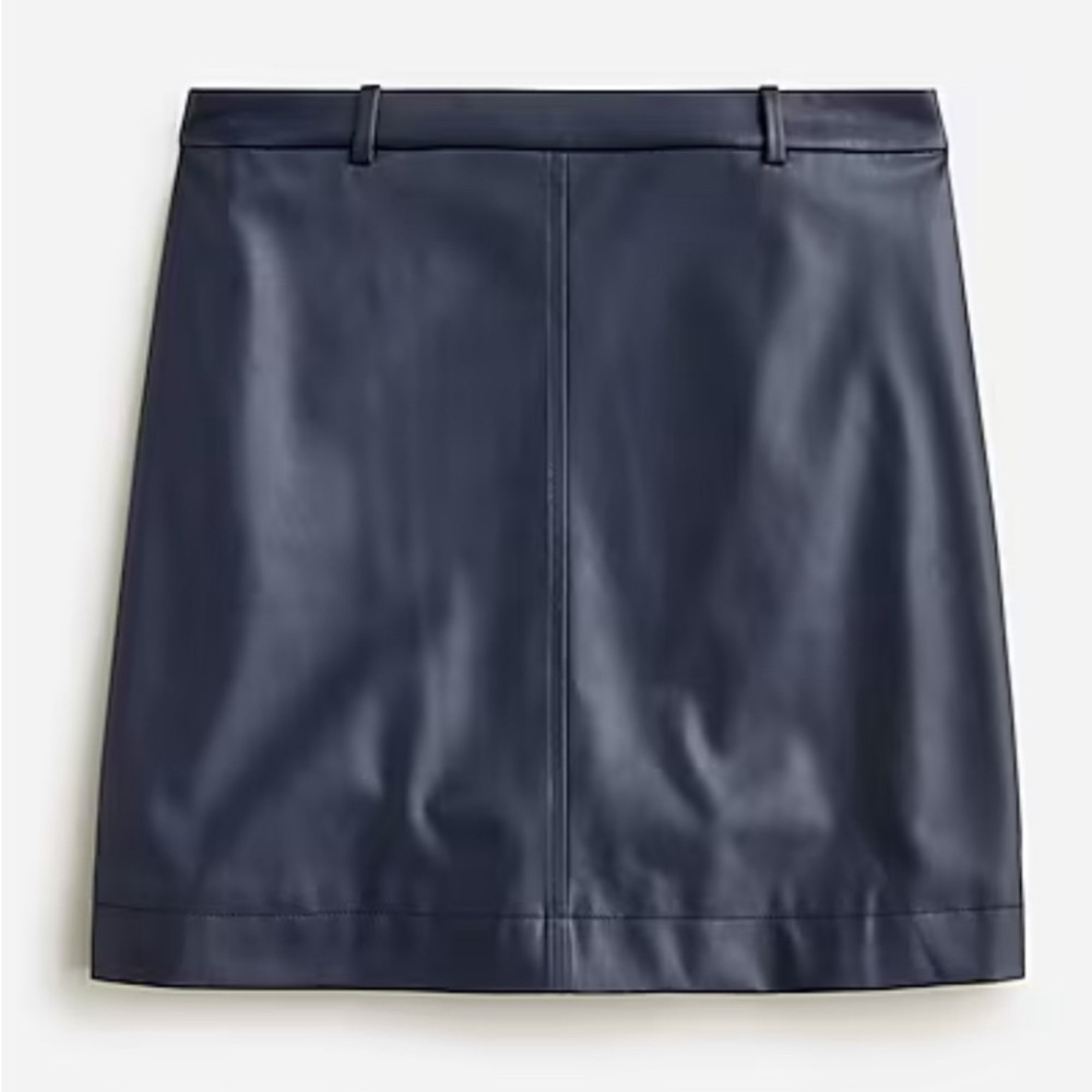 NWT J Crew Faux Leather Trouser Mini Skirt in Navy 20